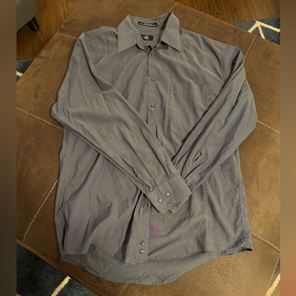 Dark Blue Calvin Klein Button-Up Shirt - Picture 2 of 4